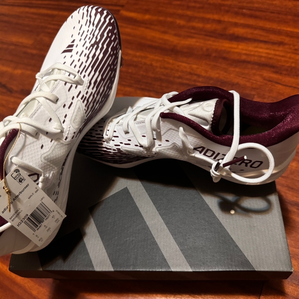 Adidas White/Maroon Cleats